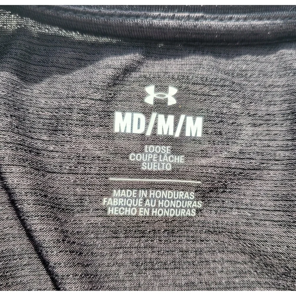 Under Armour T-Shirt Men's Medium Loose Fit Dark Gray Gym Wear‎ Athletic Workout